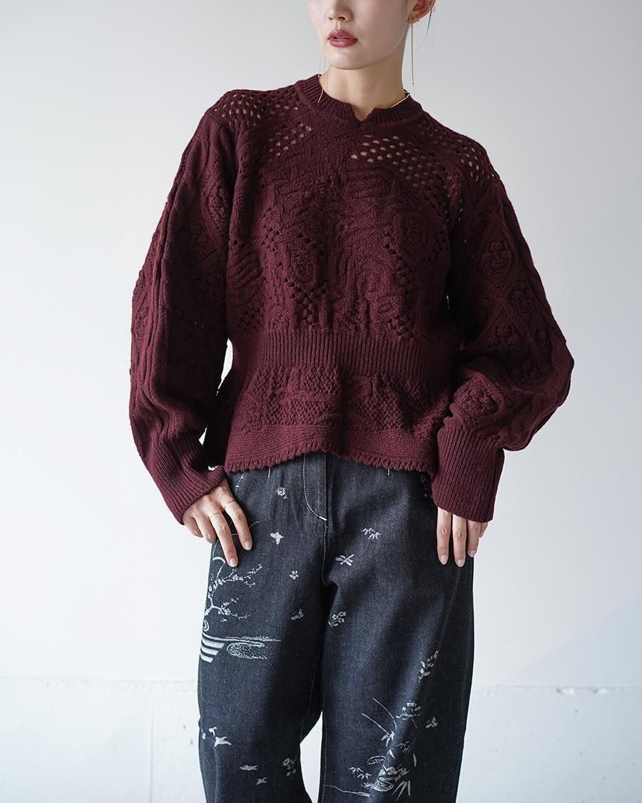Mame Kurogouchi Multi Pattern Low Gauge Knitted Top