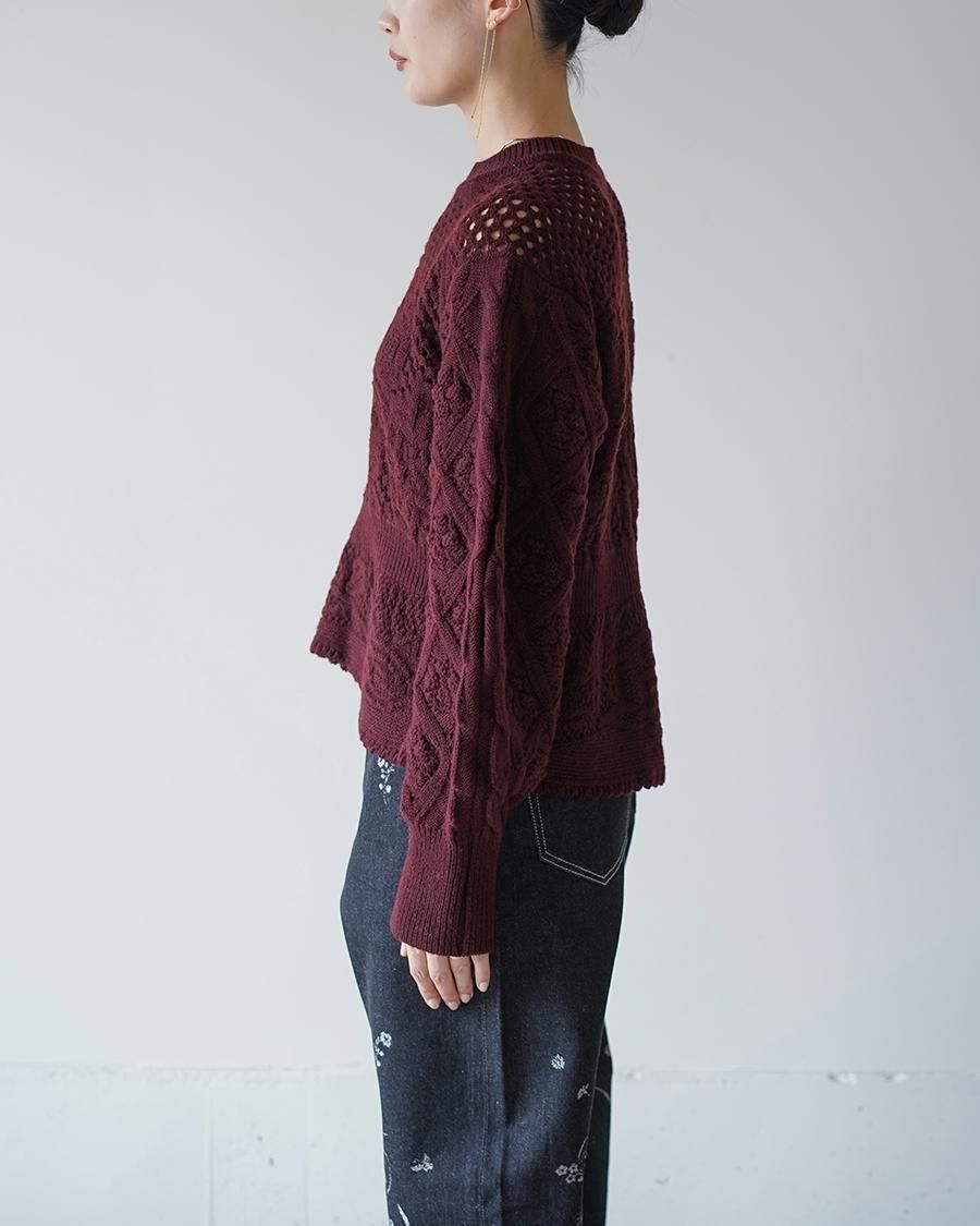 Mame Kurogouchi Multi Pattern Low Gauge Knitted Top