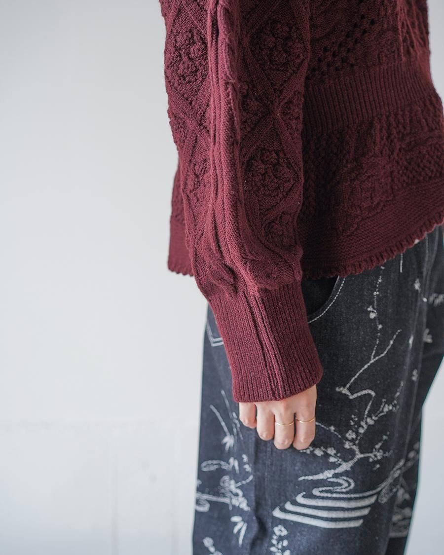 Mame Kurogouchi Multi Pattern Low Gauge Knitted Top