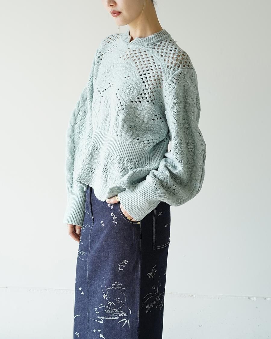 Mame Kurogouchi Multi Pattern Low Gauge Knitted Top