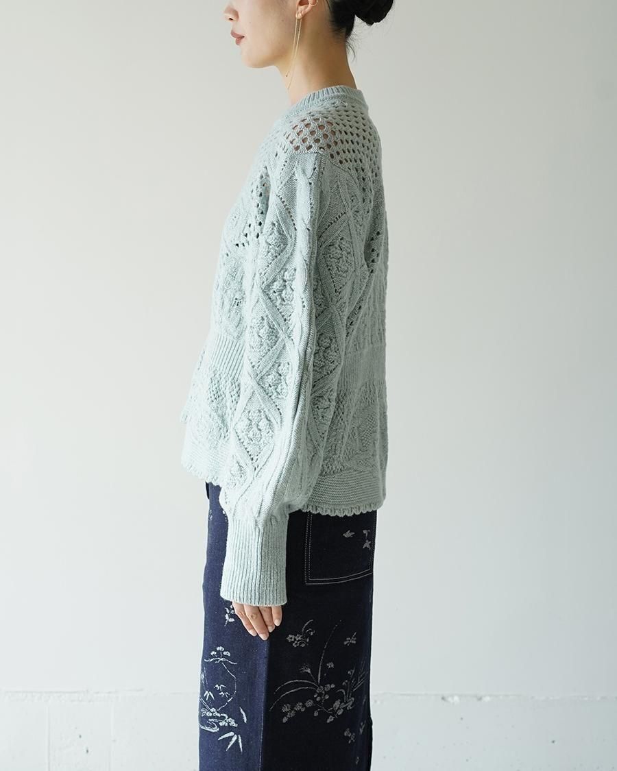 Mame Kurogouchi Multi Pattern Low Gauge Knitted Top