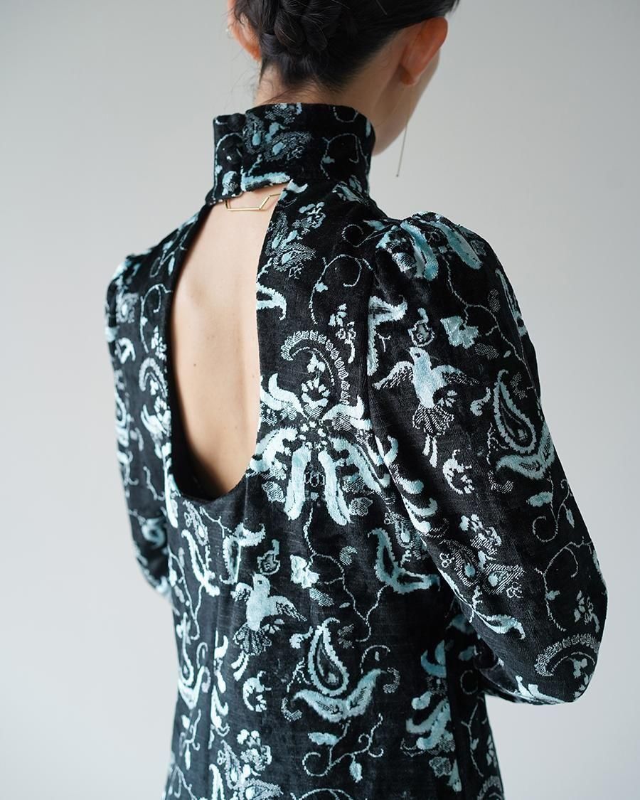 Mame Kurogouchi Velour Jersey High Neck Dress