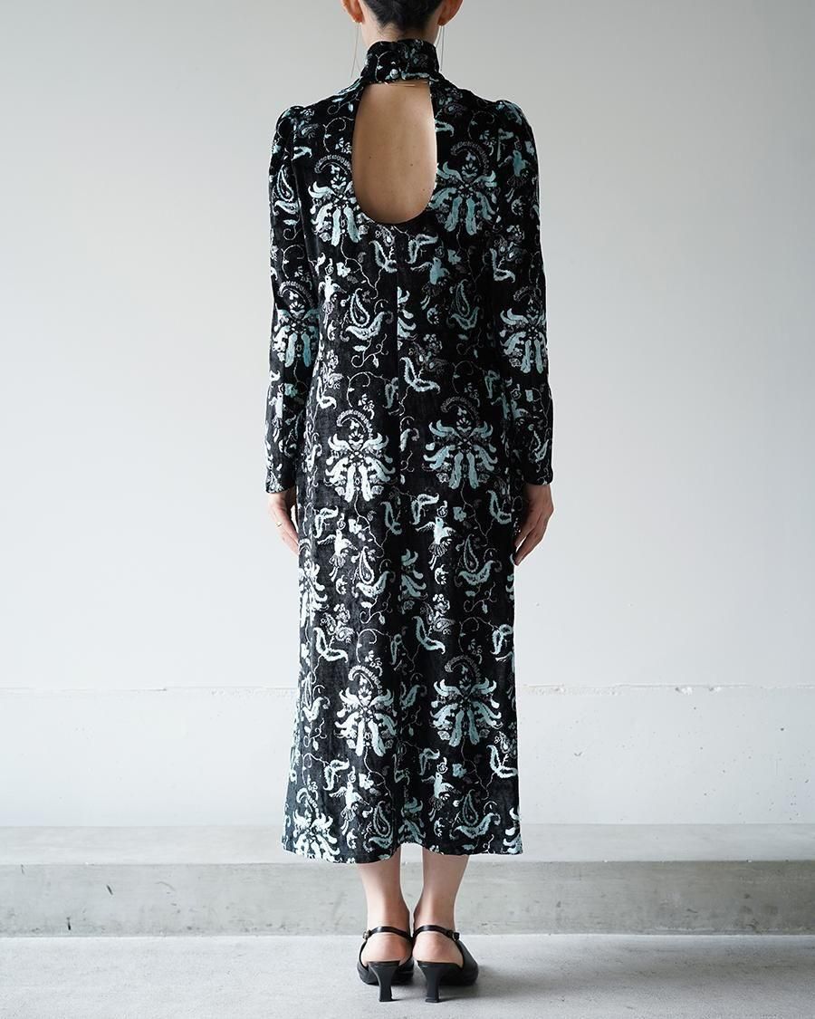 Mame Kurogouchi Velour Jersey High Neck Dress