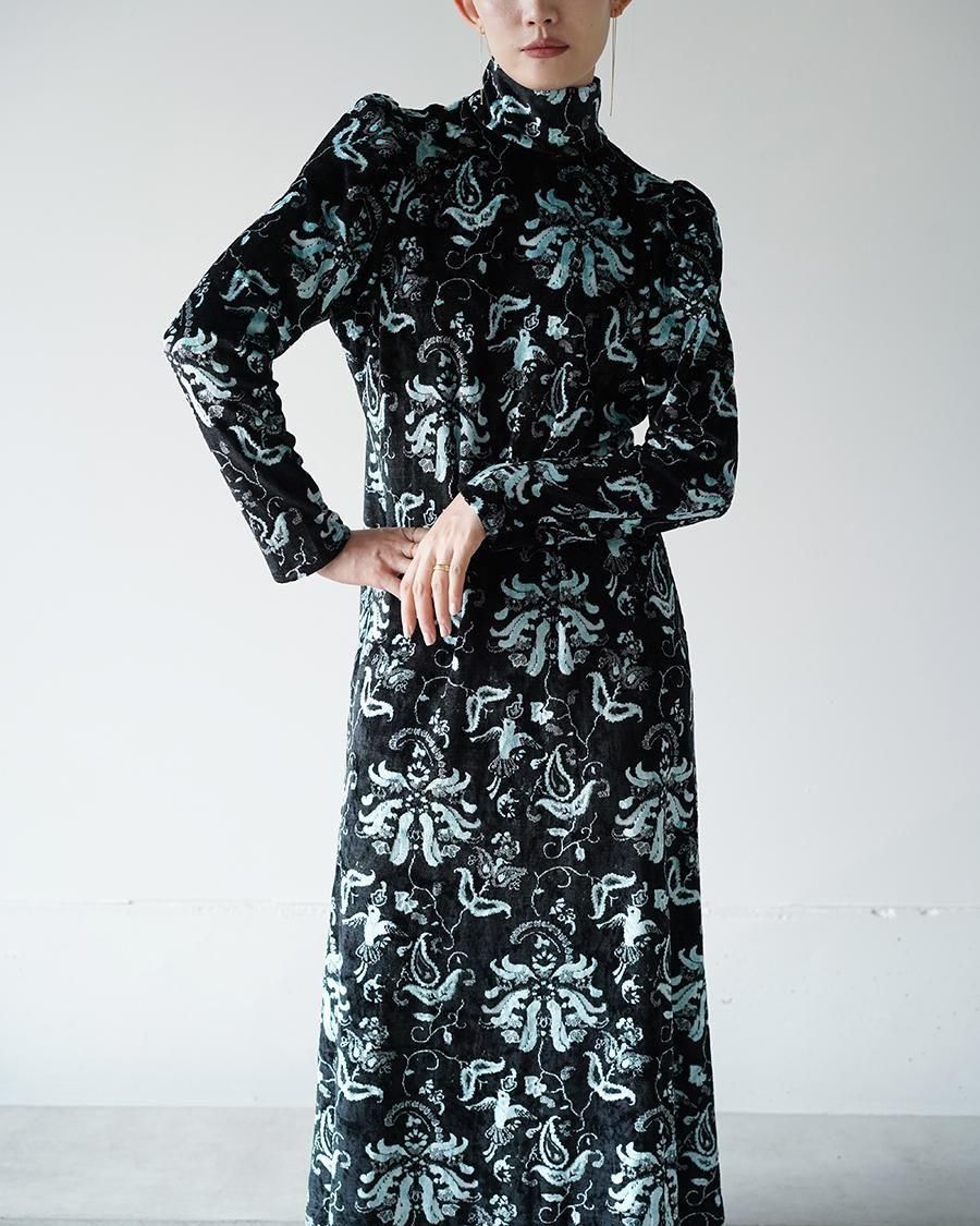 Mame Kurogouchi Velour Jersey High Neck Dress - Altamira