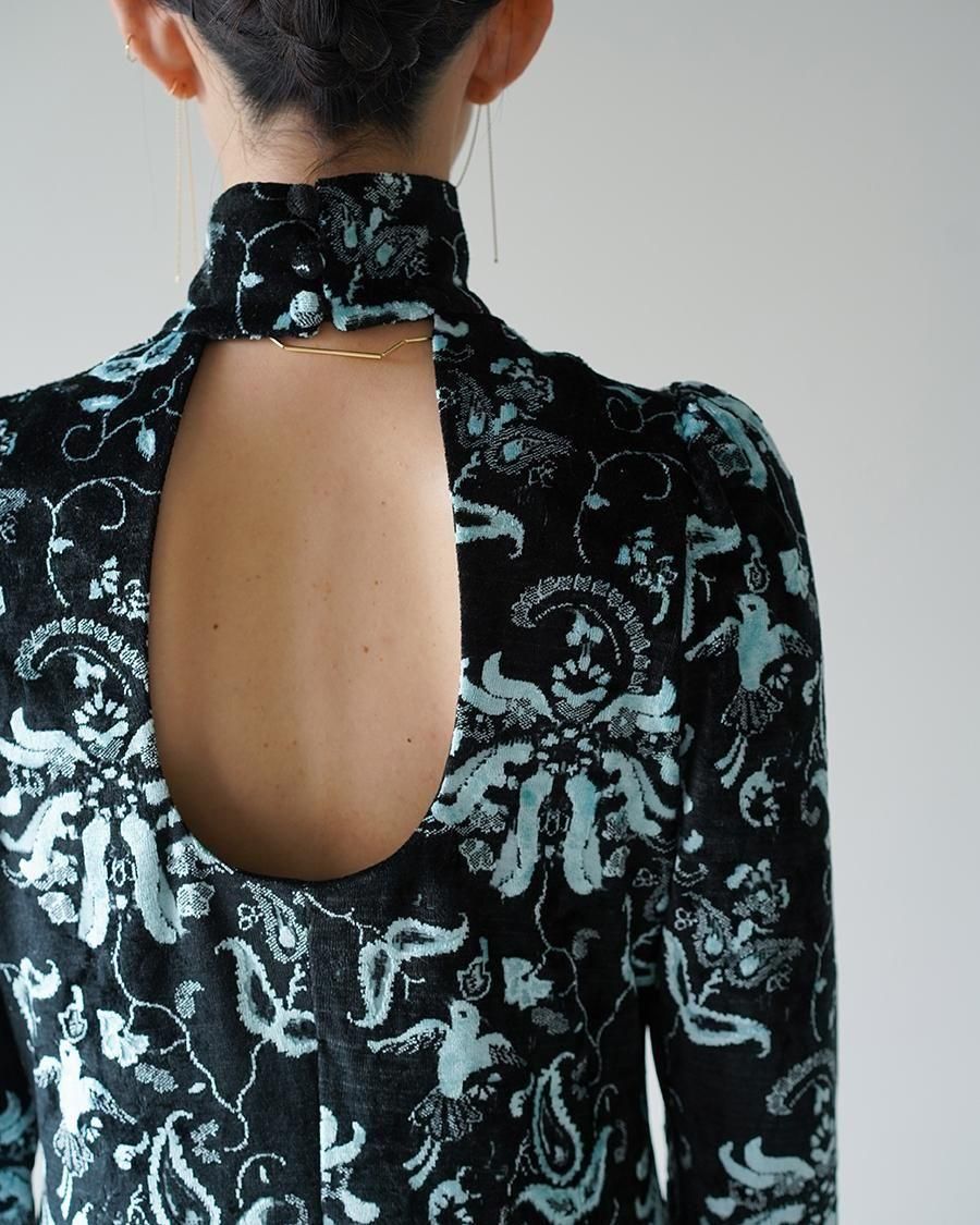 Mame Kurogouchi Velour Jersey High Neck Dress