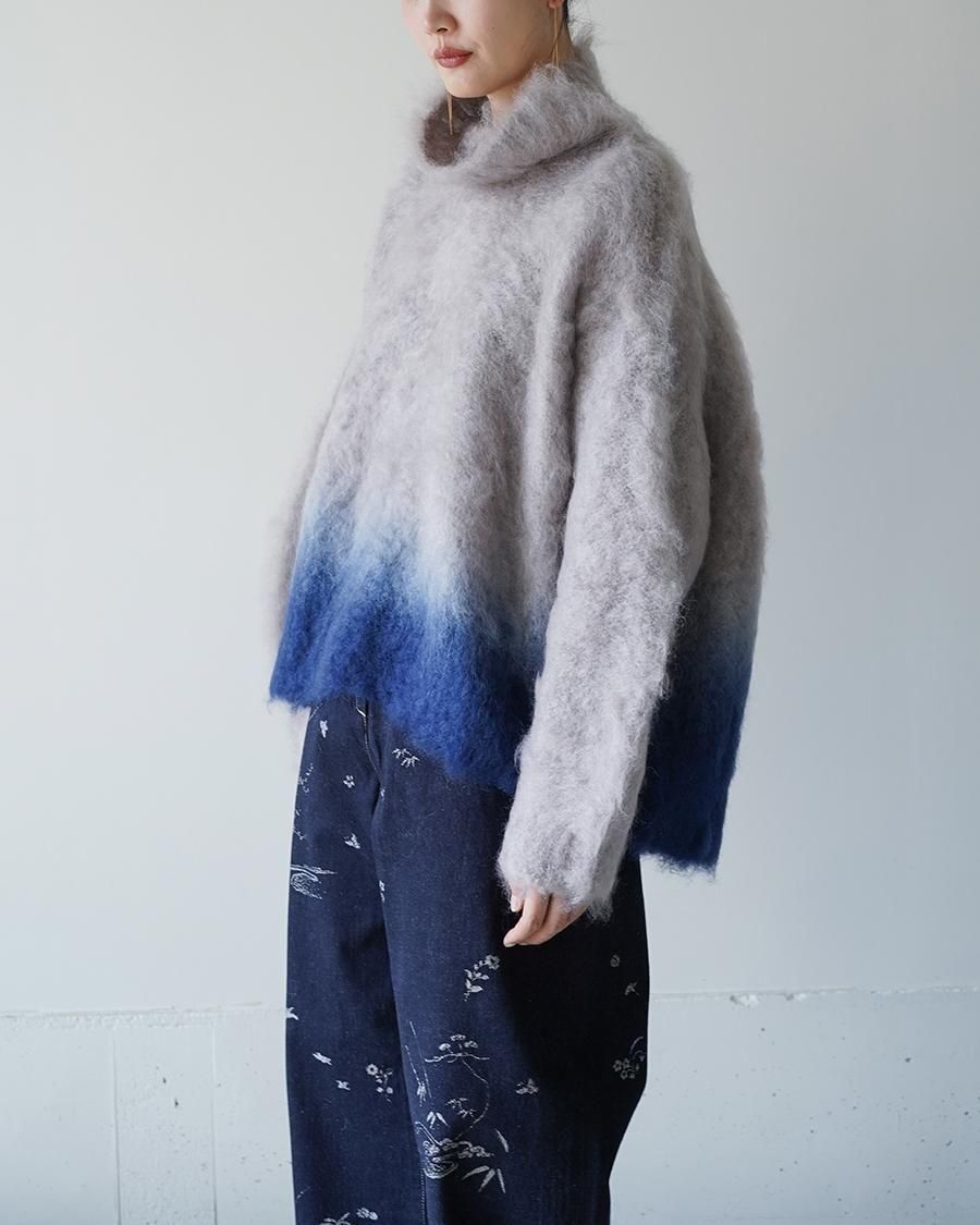 Mame Kurogouchi Fur Knitted High Neck Top