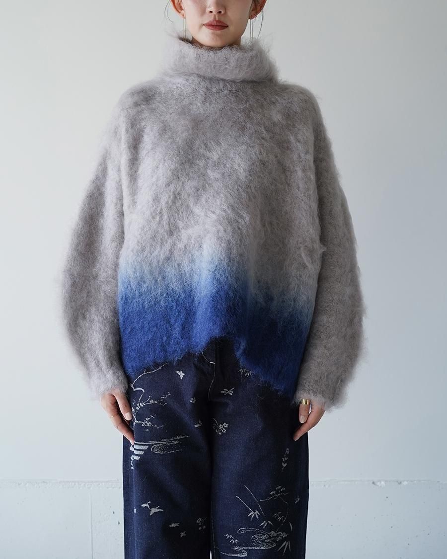 Mame Kurogouchi Fur Knitted High Neck Top