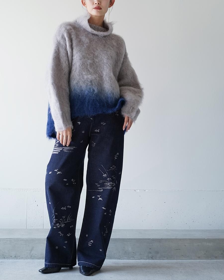 Mame Kurogouchi Fur Knitted High Neck Top