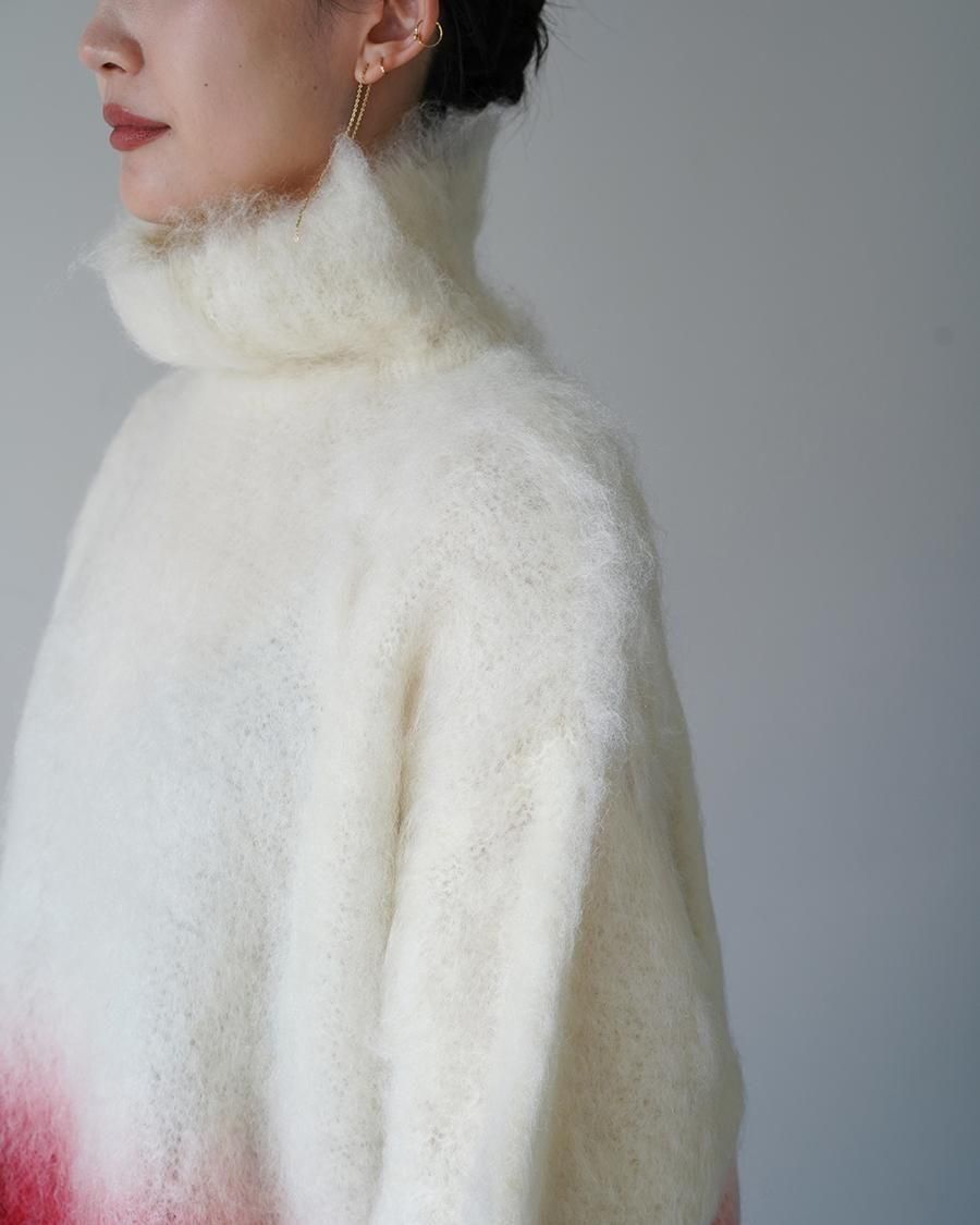 Mame Kurogouchi Fur Knitted High Neck Top
