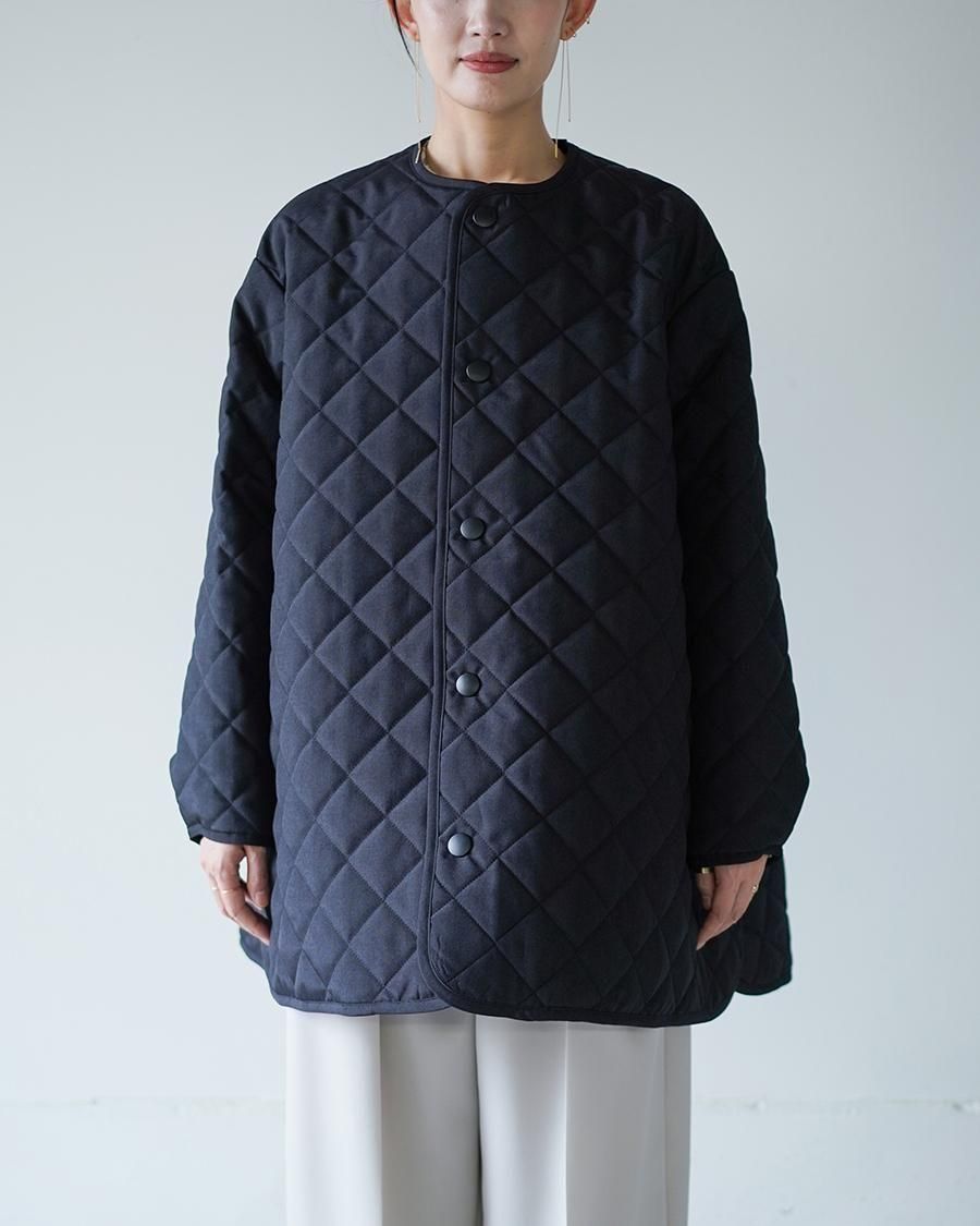 THE RERACS RERACS COLLARLESS A-LINE QUILTING COAT