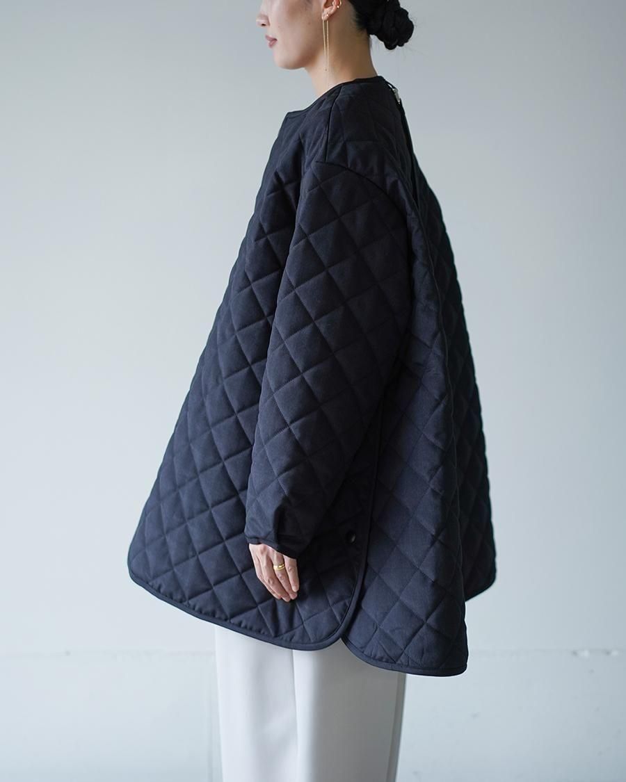 THE RERACS RERACS COLLARLESS A-LINE QUILTING COAT