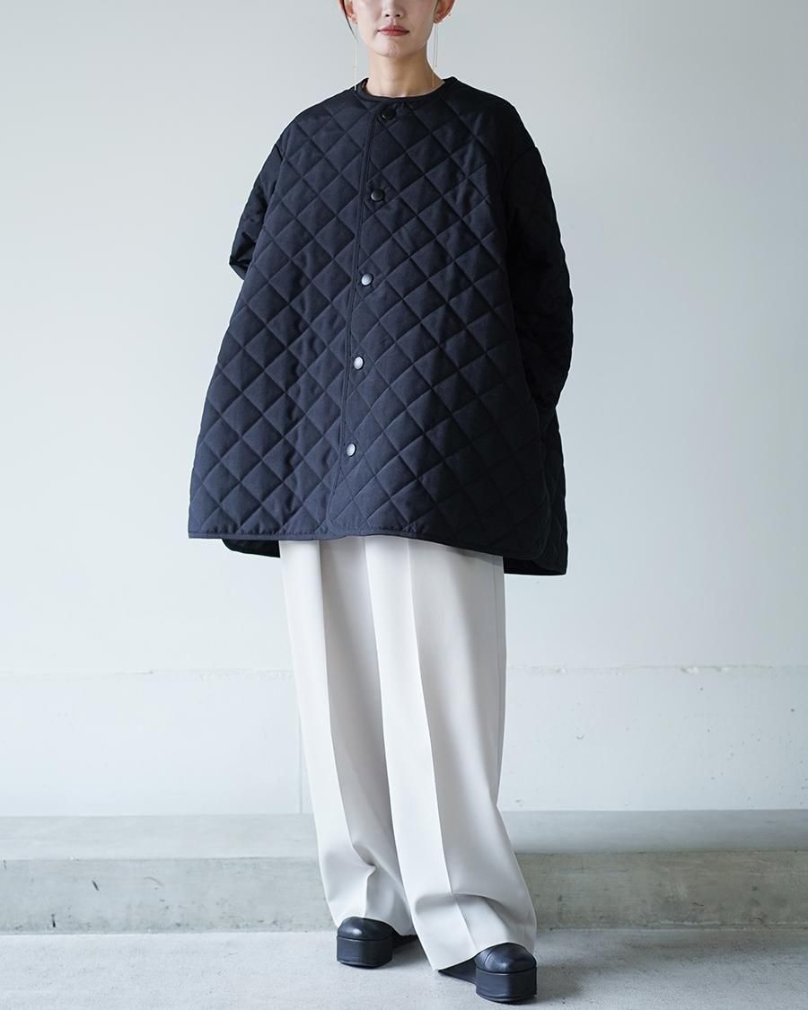 THE RERACS RERACS COLLARLESS A-LINE QUILTING COAT