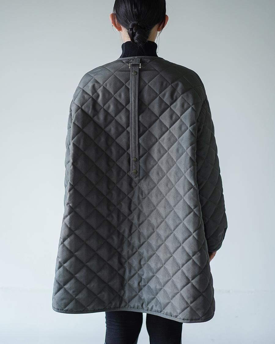 THE RERACS RERACS COLLARLESS A-LINE QUILTING COAT