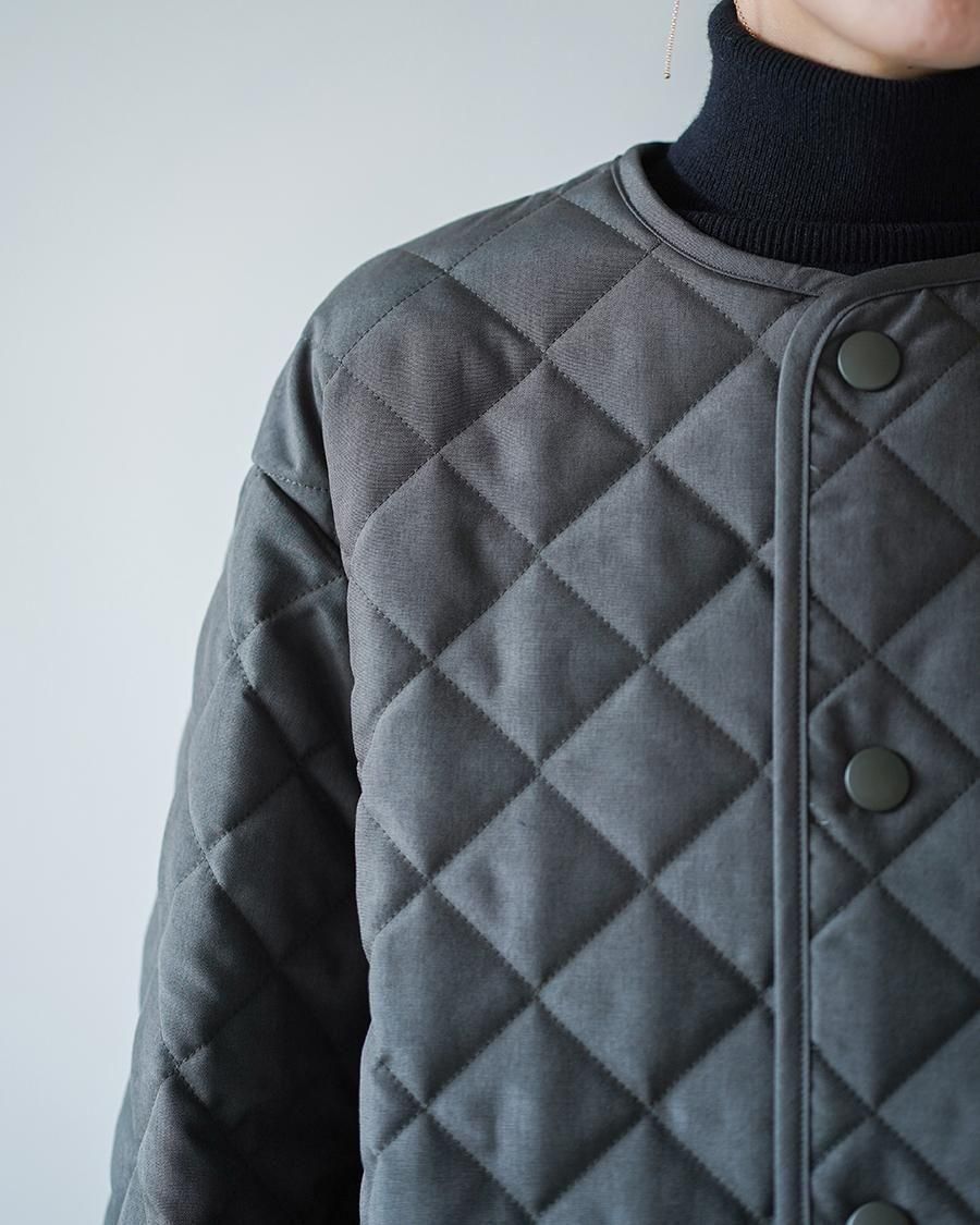 THE RERACS RERACS COLLARLESS A-LINE QUILTING COAT