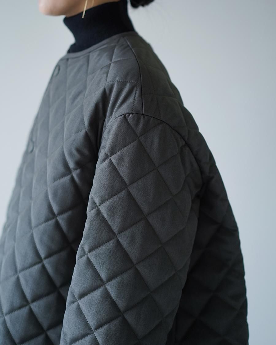 THE RERACS RERACS COLLARLESS A-LINE QUILTING COAT