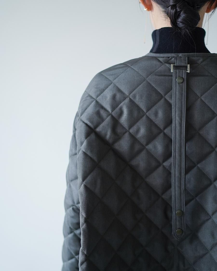 THE RERACS RERACS COLLARLESS A-LINE QUILTING COAT