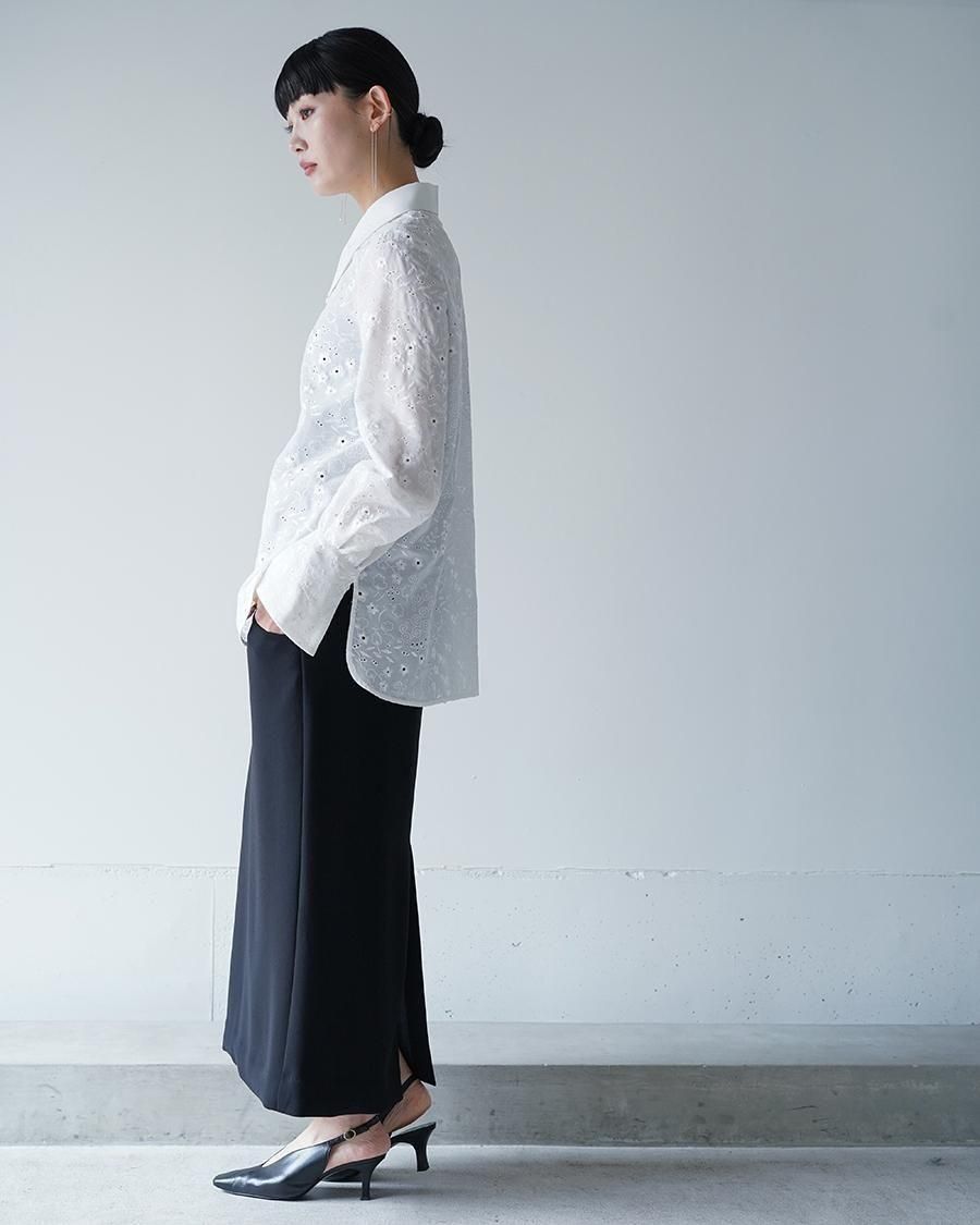 Mame Kurogouchi Triacetate Georgette Floral Embroidery Top