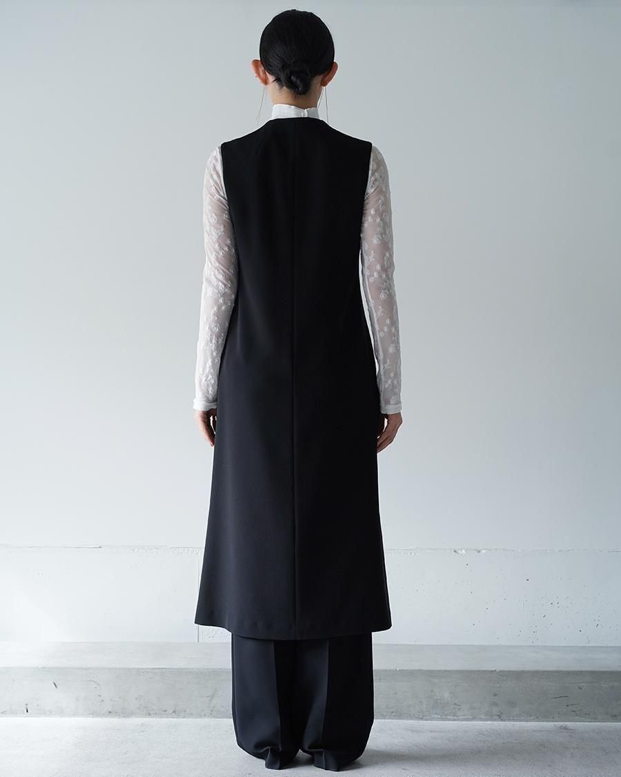 Mame Kurogouchi Acetate Polyester Embroidered Buttonholes Sleeveless Dress