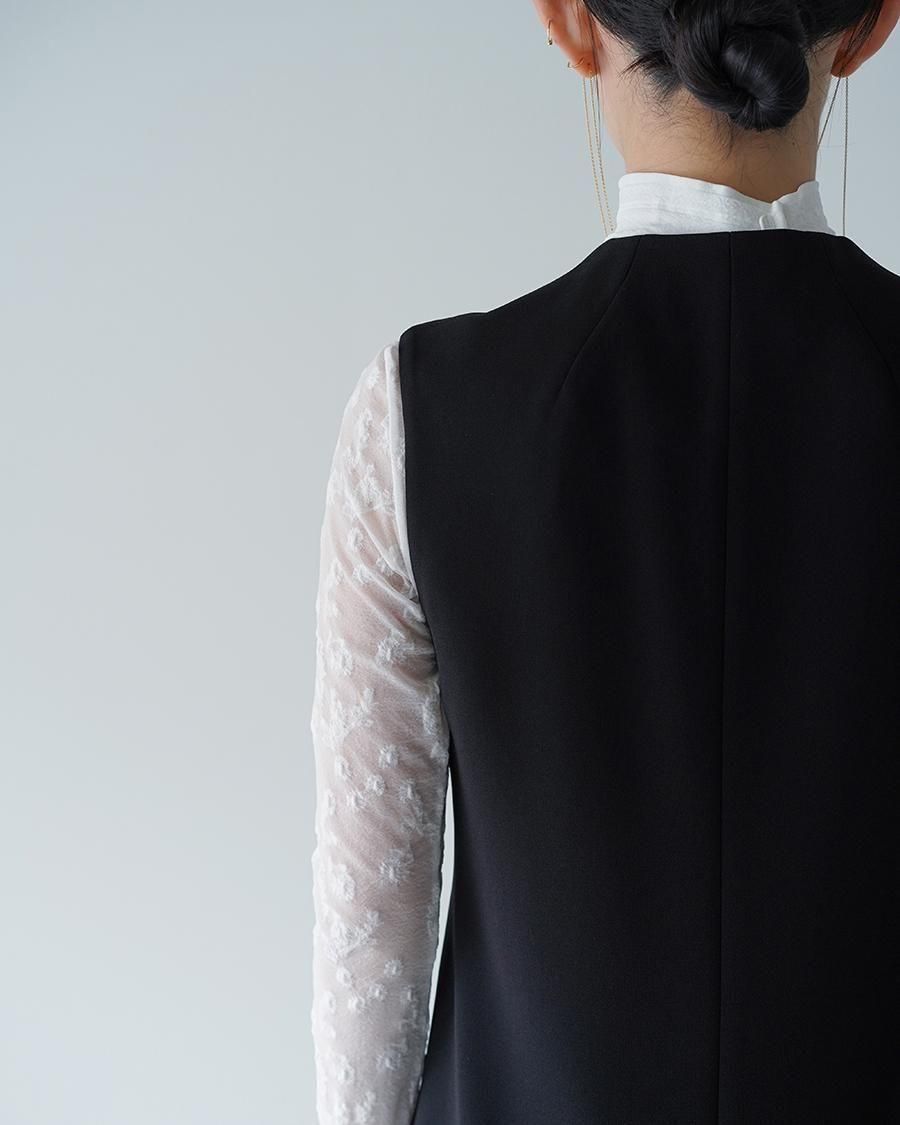 Mame Kurogouchi Acetate Polyester Embroidered Buttonholes Sleeveless Dress