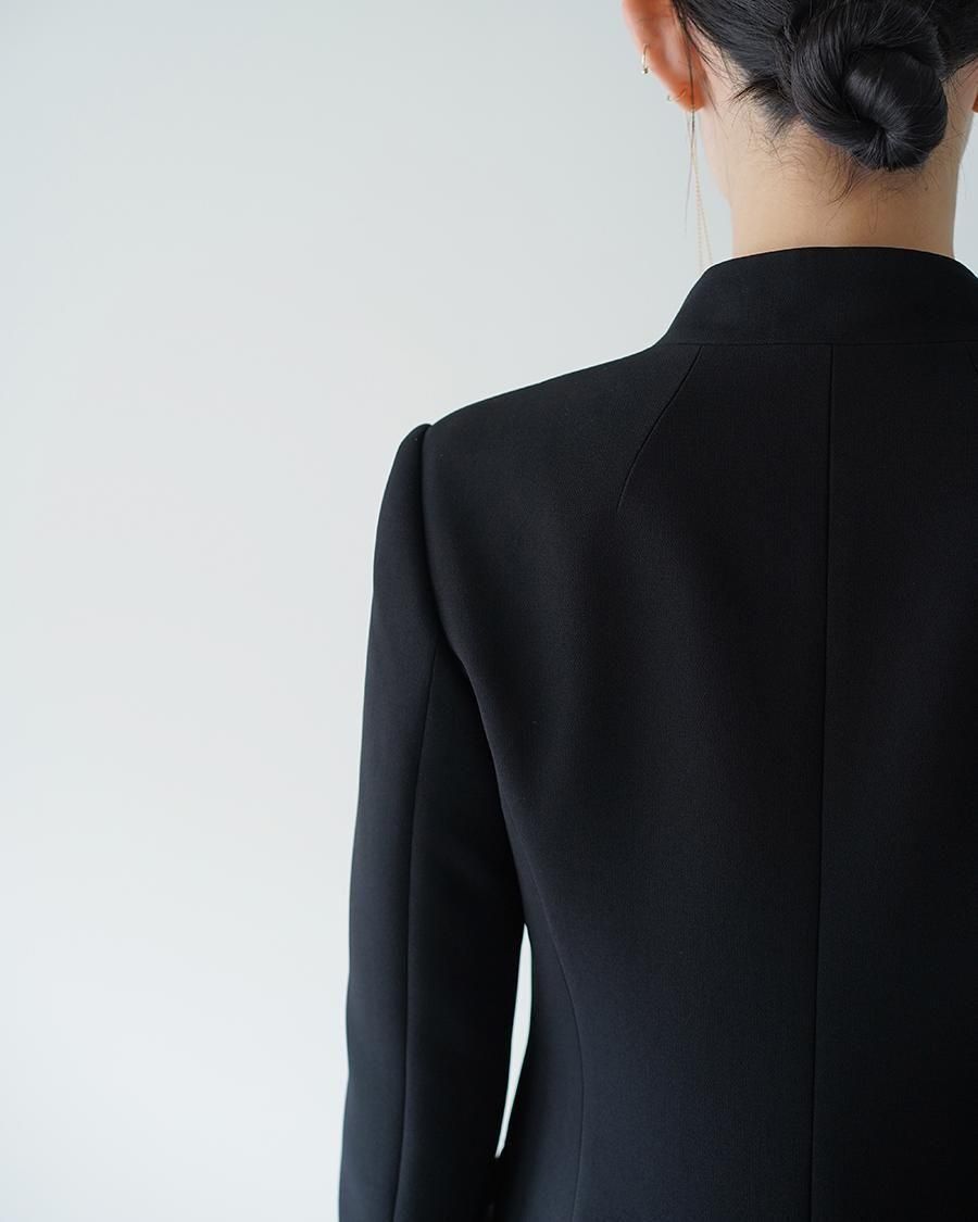 Mame Kurogouchi Acetate Polyester Collarless Double Breasted Suit