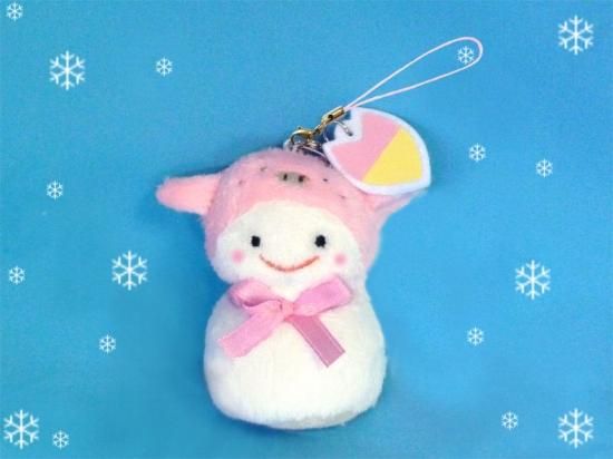 雪ダルマちゃん ぶた フェルト付きストラップ - シナダオンラインショップ