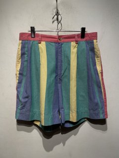 “nautica” 2Tuck Multi Color  Stripe Cotton Short Pants Size 34 