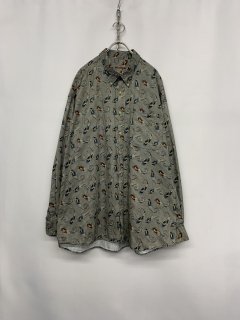 “IVY CREW” L/S Houndstooth × Paisley Pattern Shirt