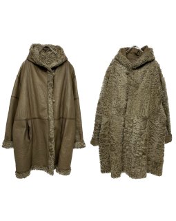 OLD Leather × Fur Reversible Hooded Coat