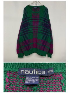 90’s “nautica” Pattern Cotton Knit