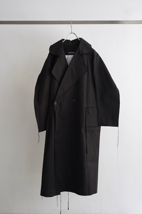 PAPERMEN / DOUBLE BREASTED OVERCOAT 01 / BLACK