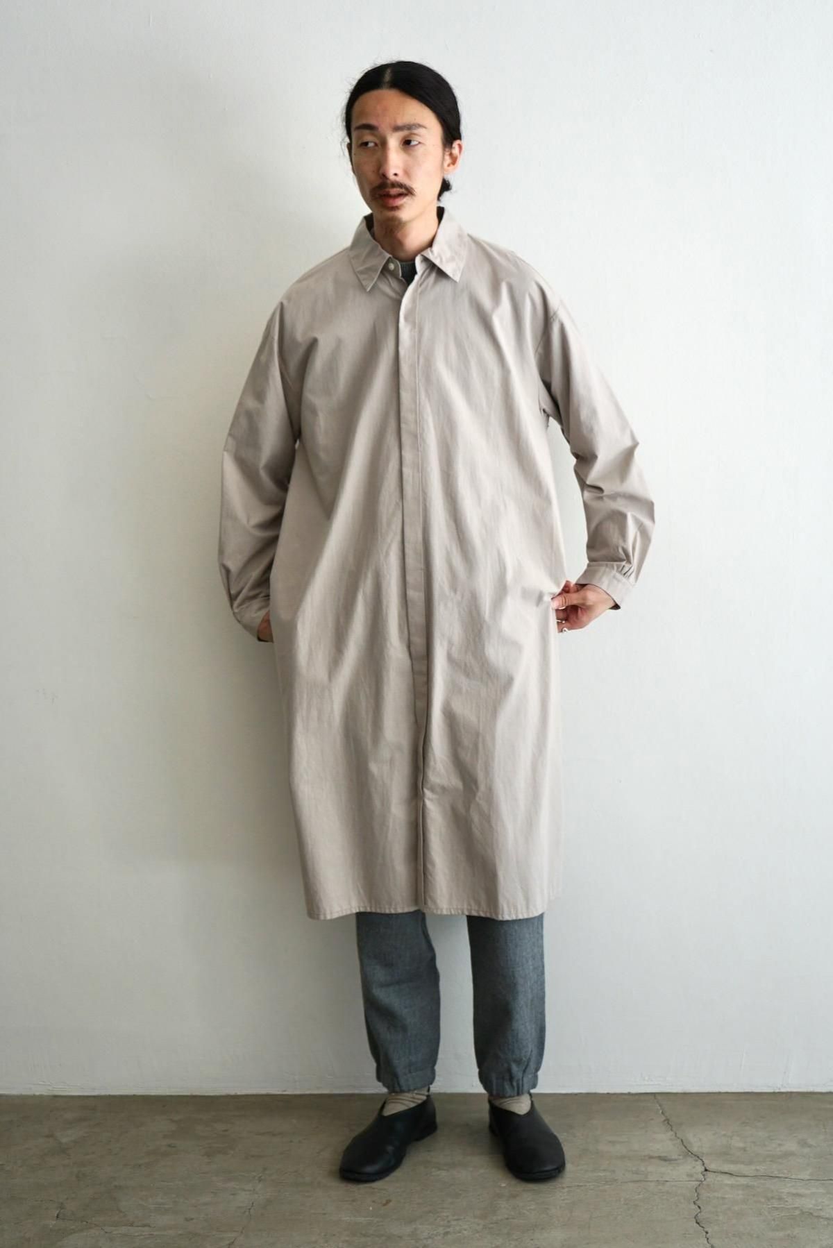 COSMIC WONDER / Cotton wool shirt dress / Light gray