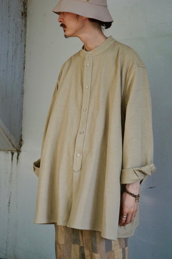 HED MAYNER / 3 PLEAT SHIRT / SUNNY DRY WASHED BEIGE