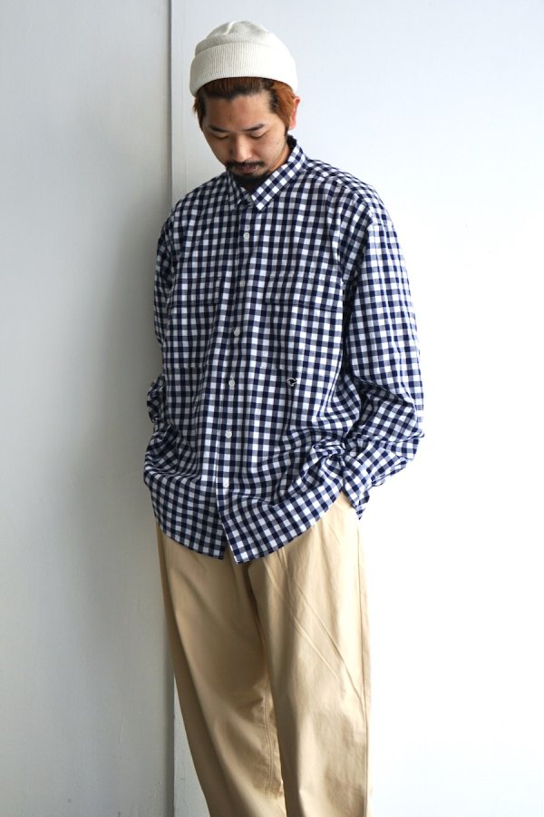 NEITHERS / 2-Pocket Wide Shirt (Pattern) / Navy Gingham Check
