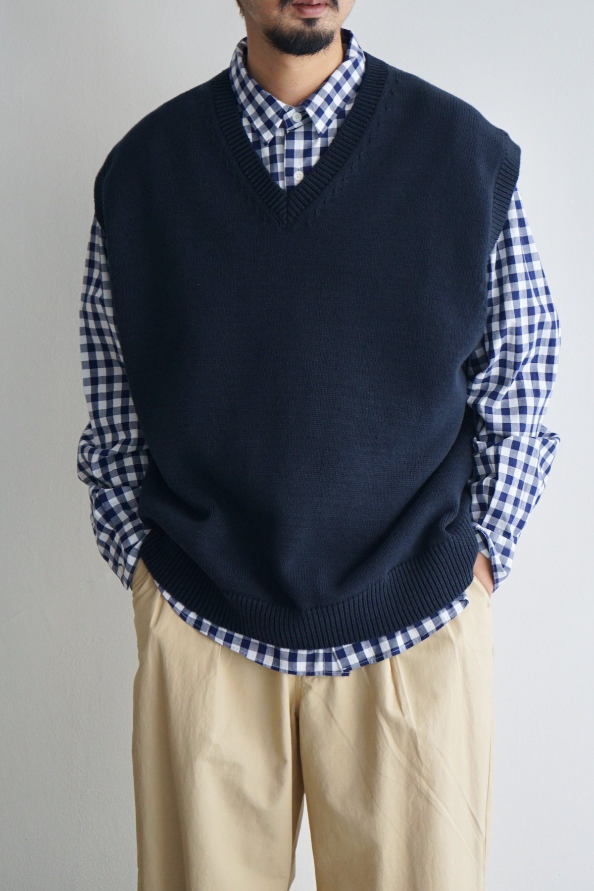 NEITHERS / Oversized Pullover Knitted Vest / DARK NAVY