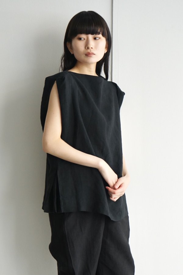 COSMIC WONDER / Linen oxford paper bag shirt / BLACK