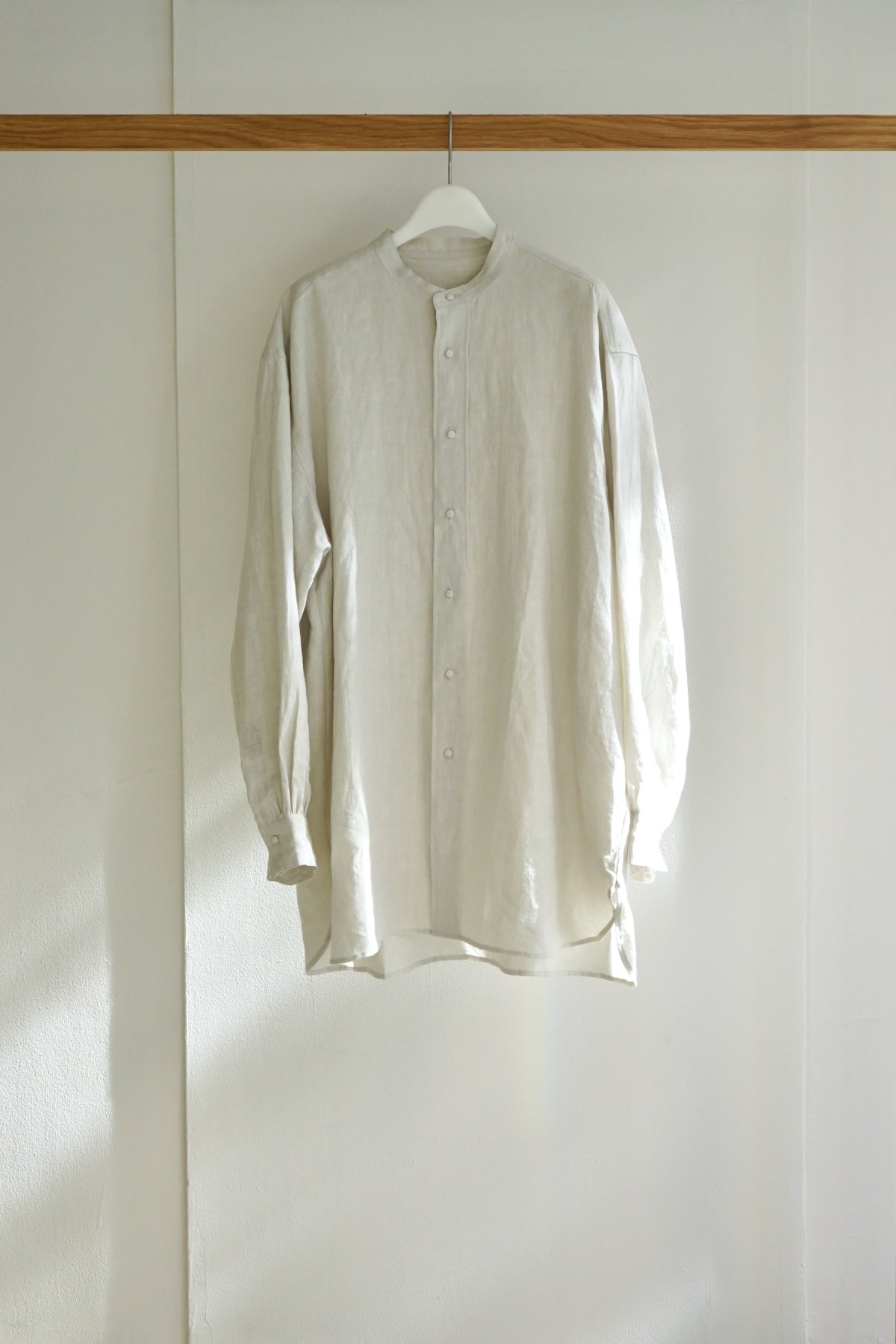 COSMIC WONDER / High count linen classic shirt / LIGHT GRAY