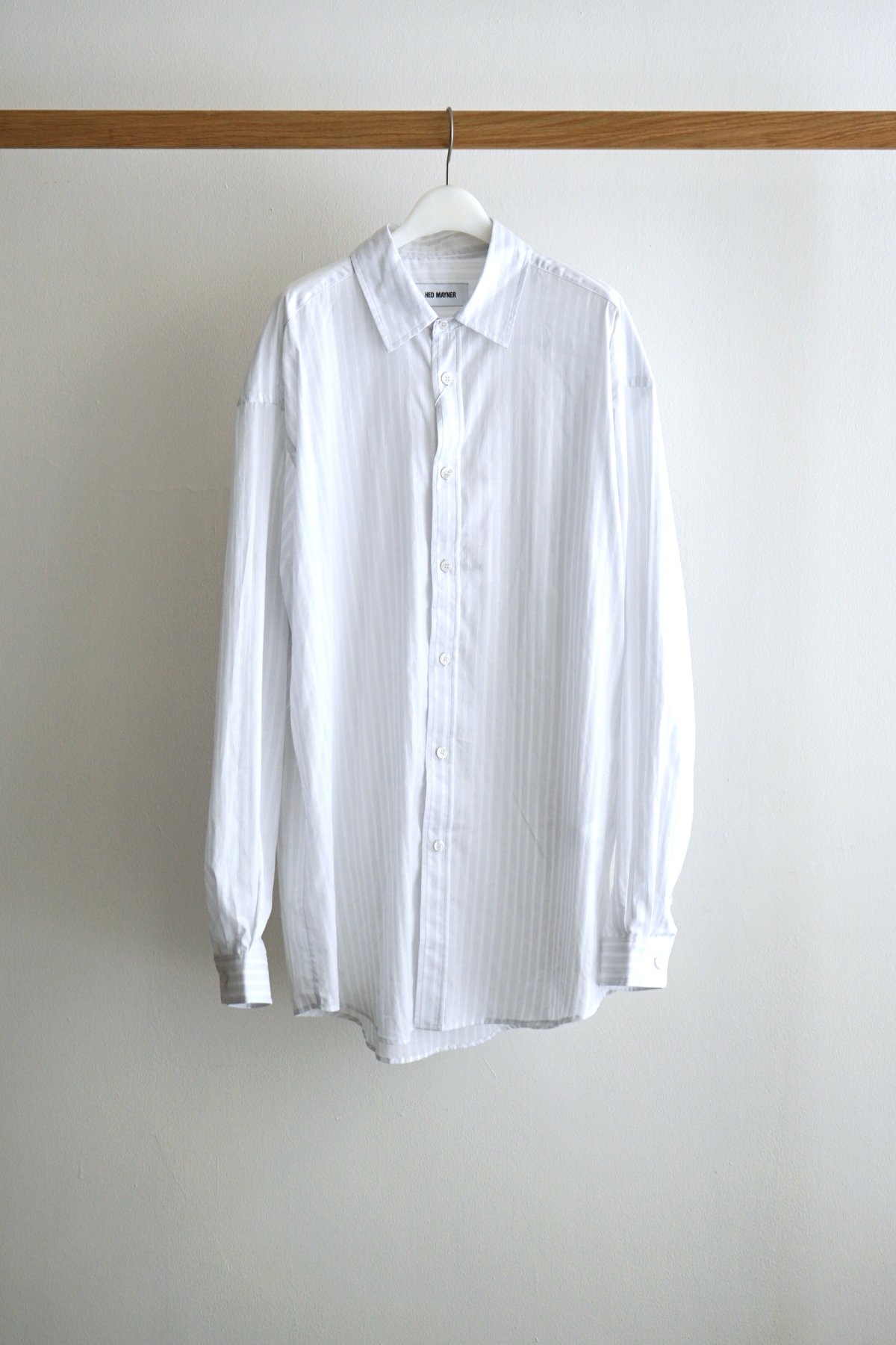 HED MAYNER / Buttoned Shirt / Grey and White Chunky Stripes