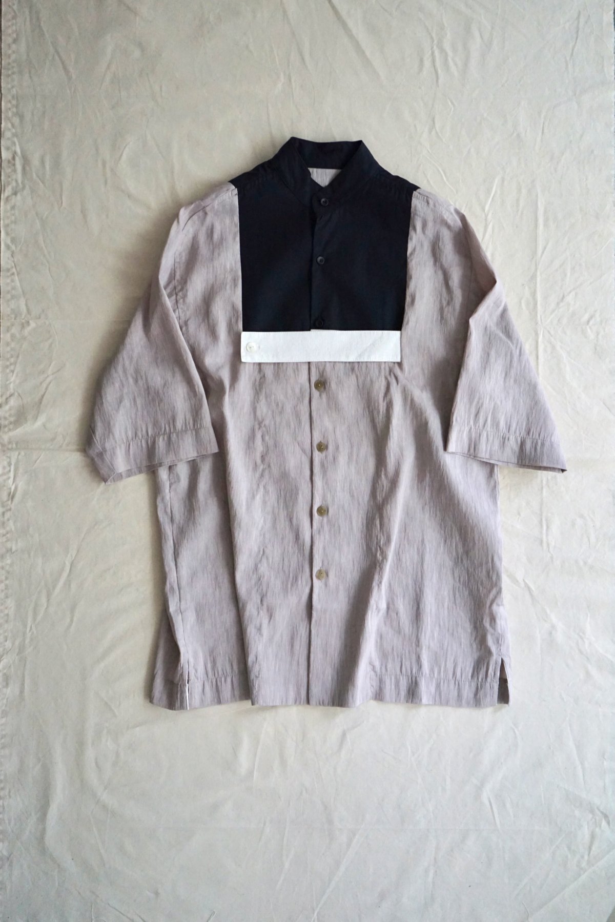 MAI GIDAH / Raglan sleeve Mandarin collar shirt, insert and strap / Pink
