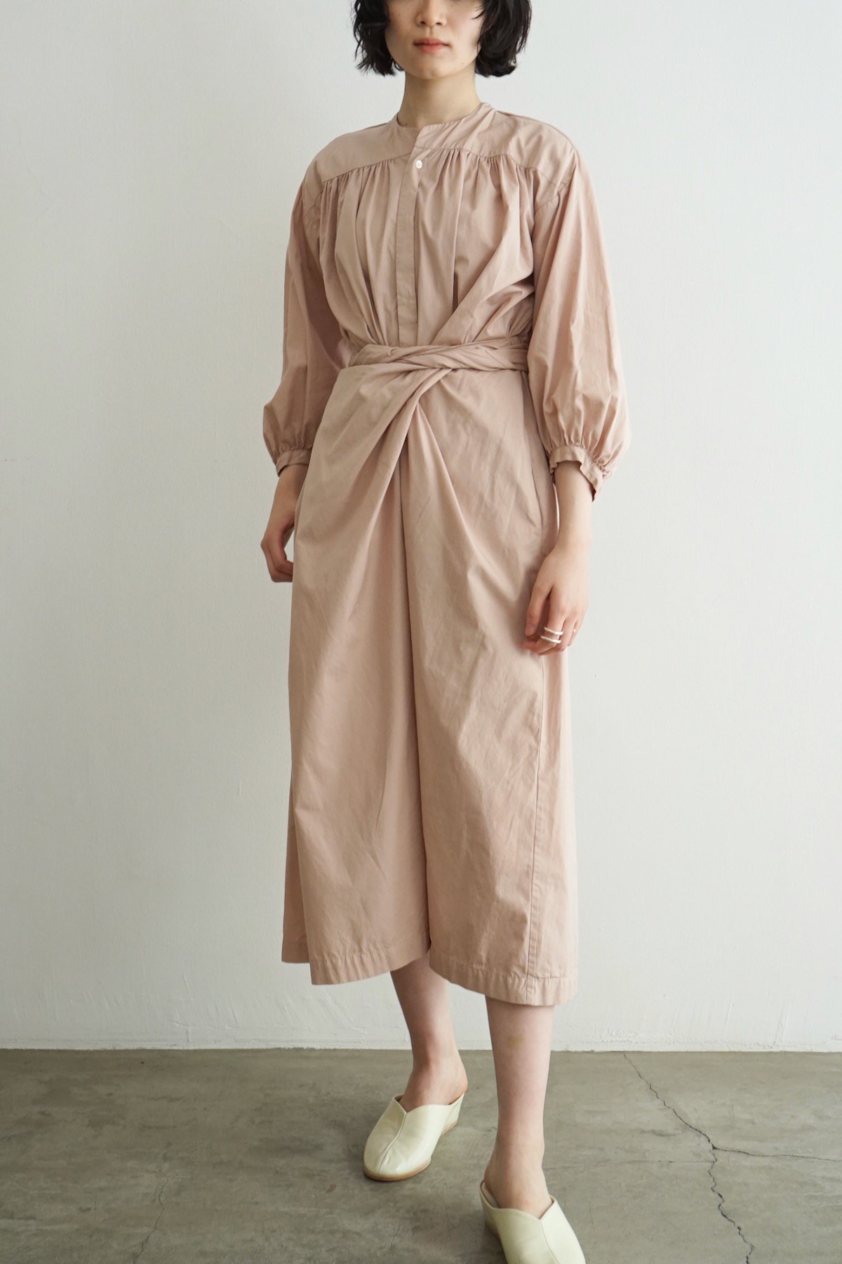 COSMIC WONDER / Suvin cotton broadcloth 1920s shirt wrapped dress / ORANGE JADE