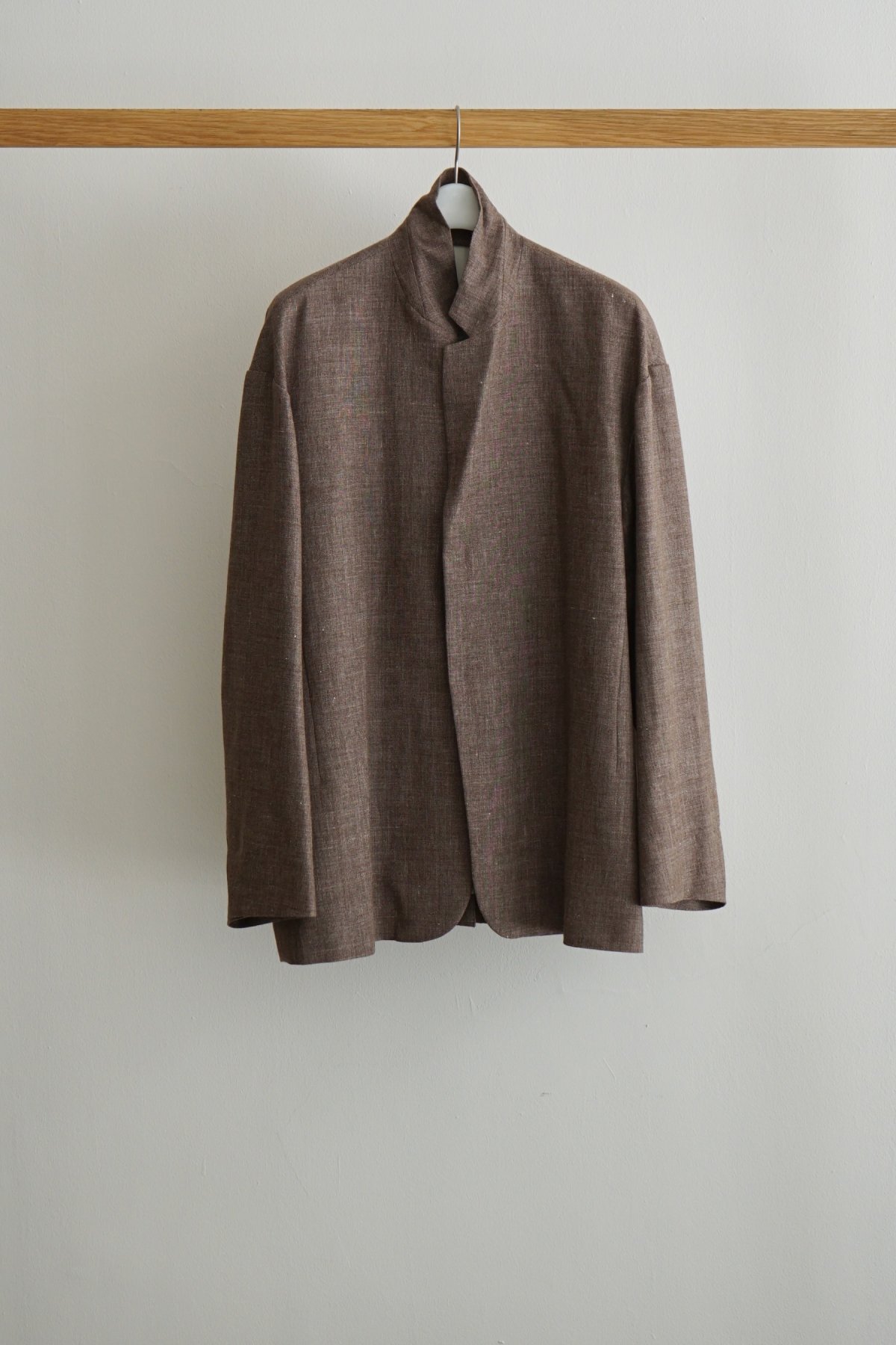 COSMIC WONDER / Linen wool sharkskin jacket / Brown
