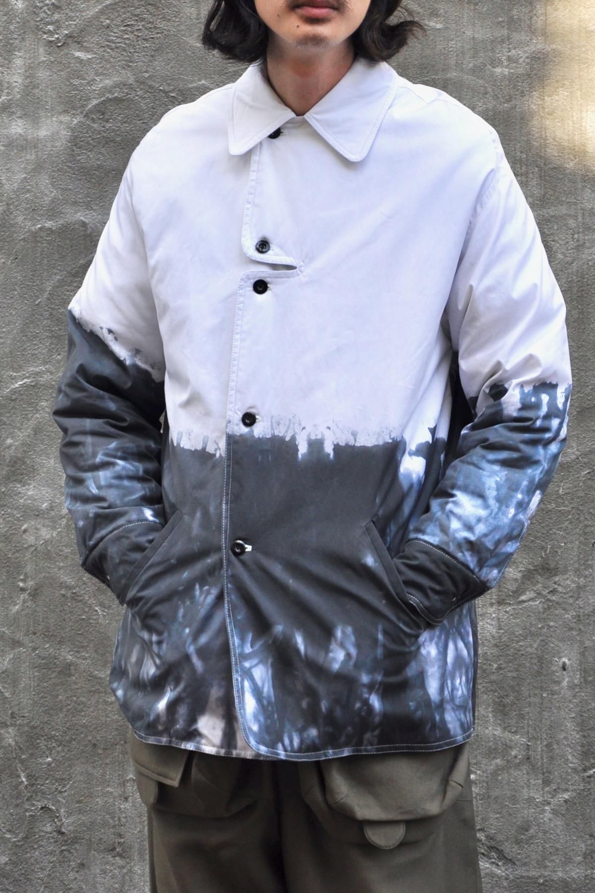 MAI GIDAH / Padded Overshirt with pocket, raglan-sleeves / Off-white, Navy-grey