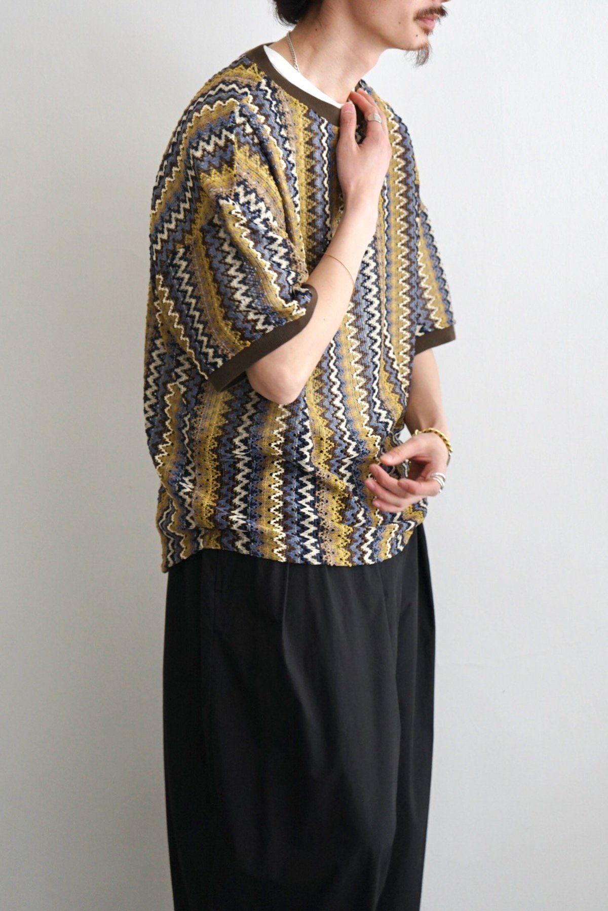 MERELY MADE / Hmong hoa knit T-shirt / MUSTARD