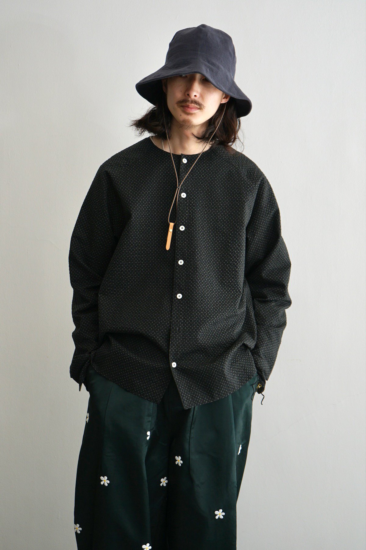 MERELY MADE / Premium Sashiko printed reversible shirts / BLACK