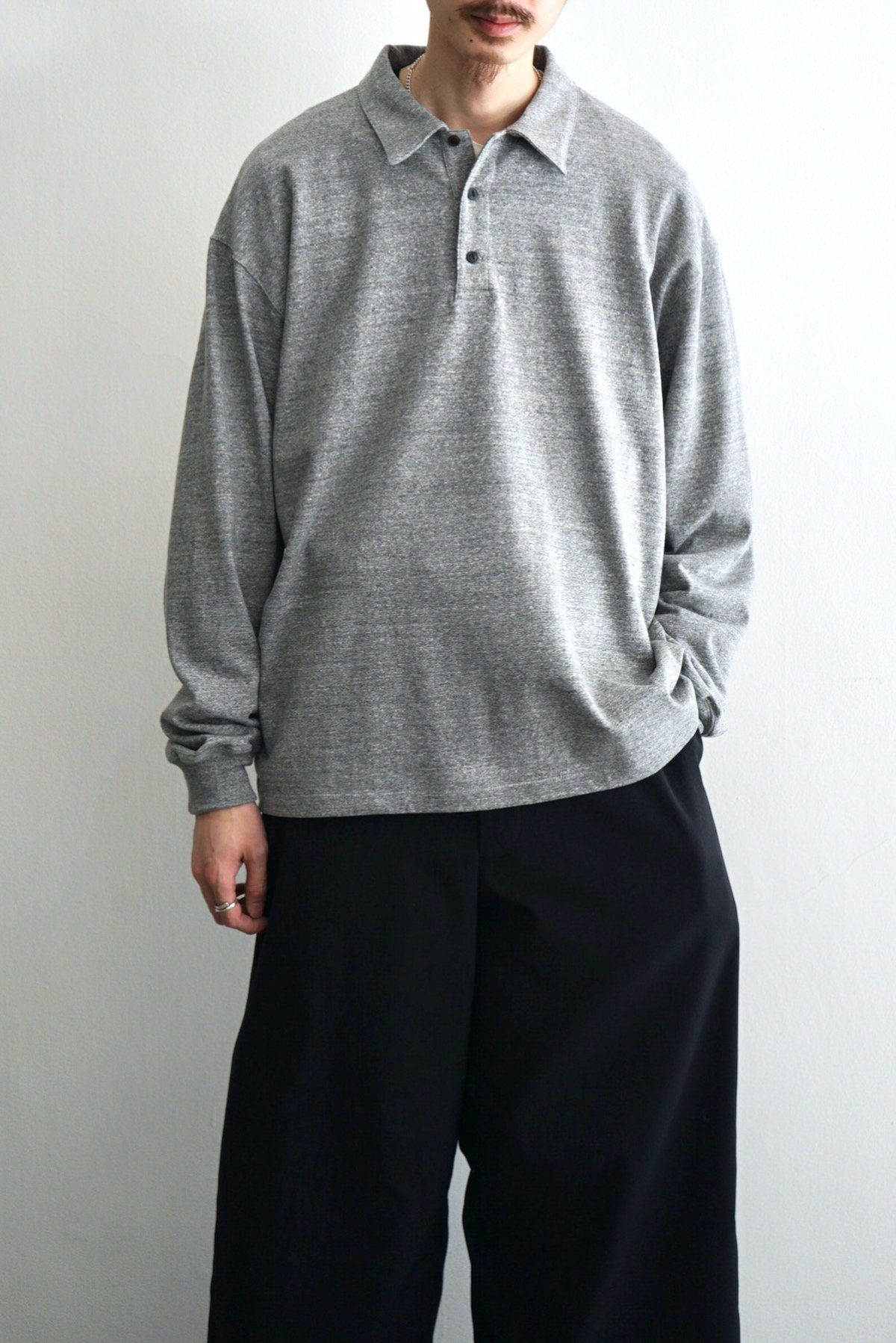 YOKO SAKAMOTO / L/S POLO / HEATHER GRAY