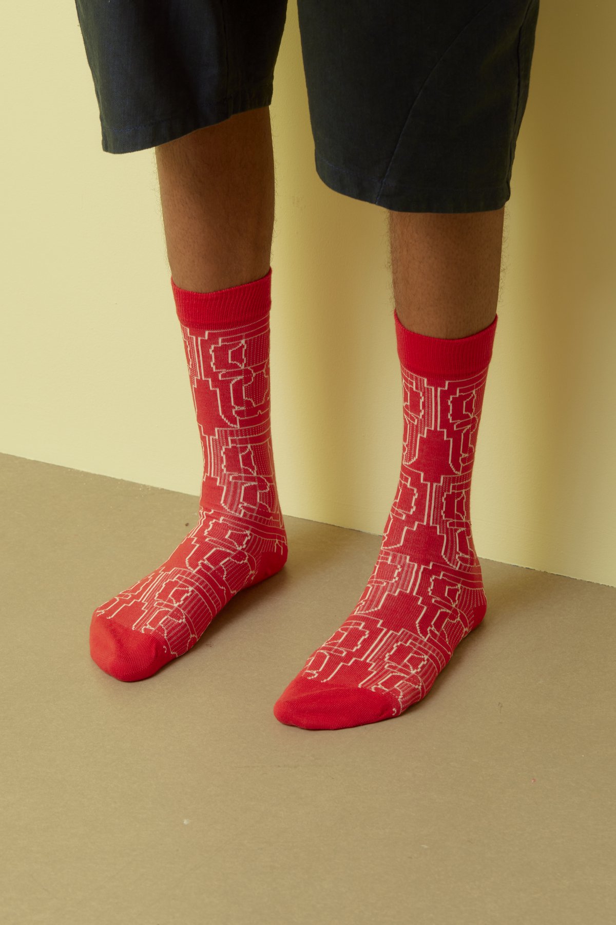 HENRIK VIBSKOV / Dotted Box Socks Homme / Outline Red