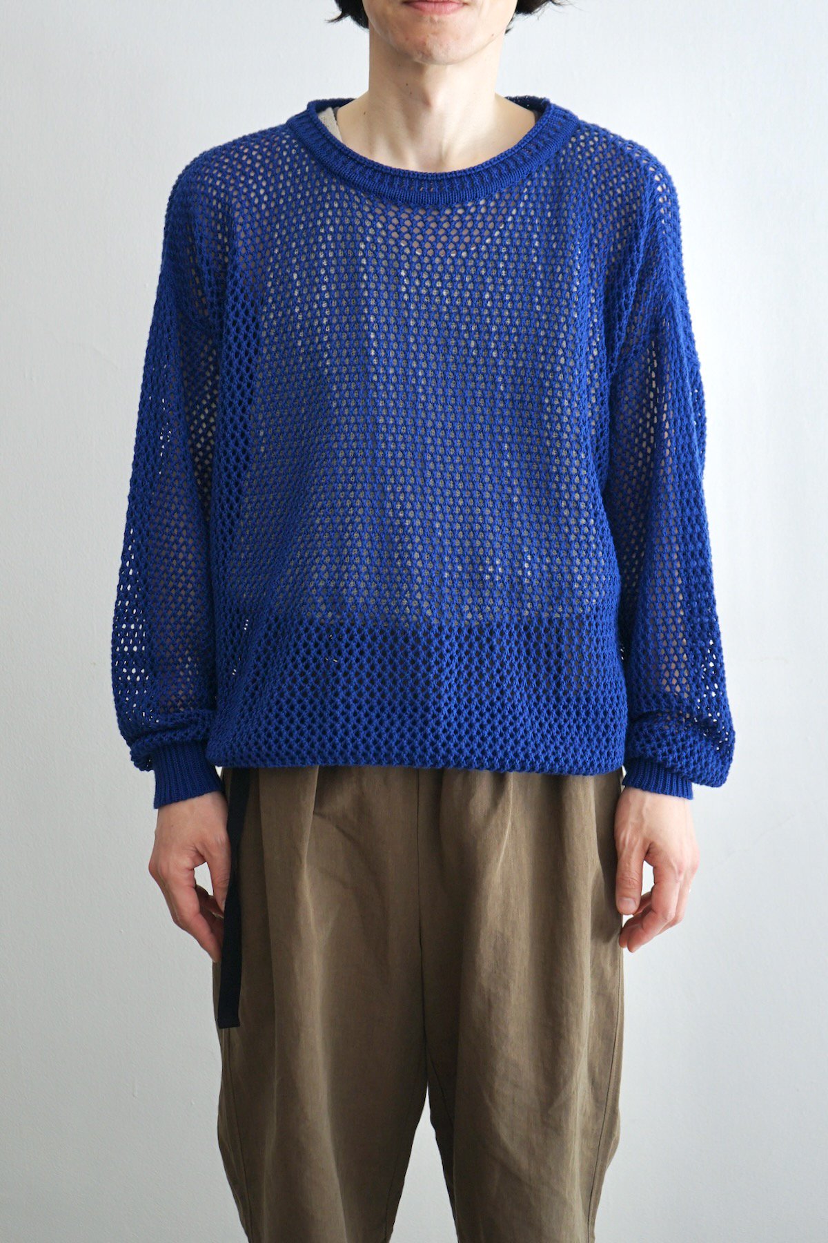 s.k. manor hill / Open Knit Sweater / Royal Blue cotton