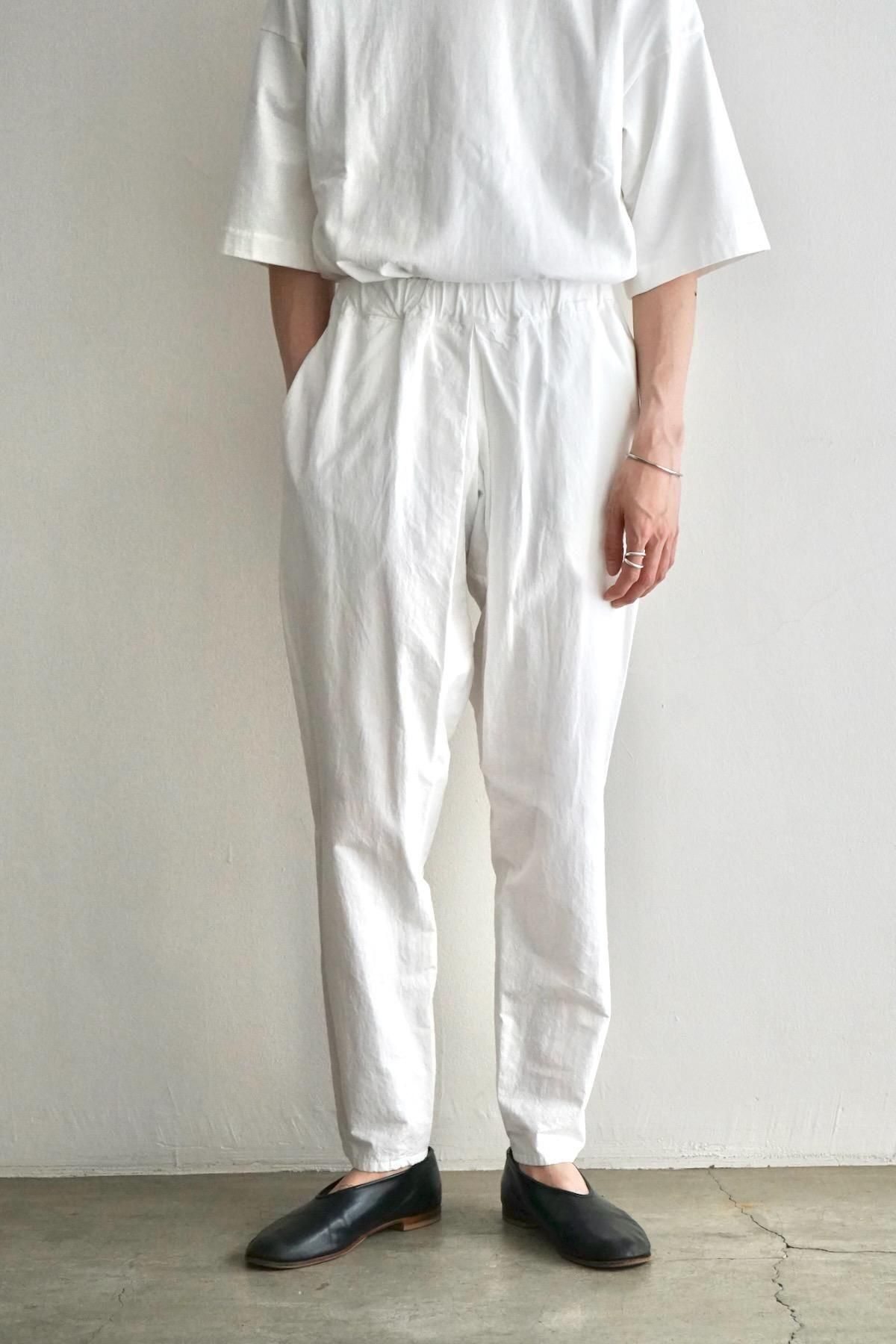 COSMIC WONDER / Cotton linen weather cloth working Tattuke pants / white