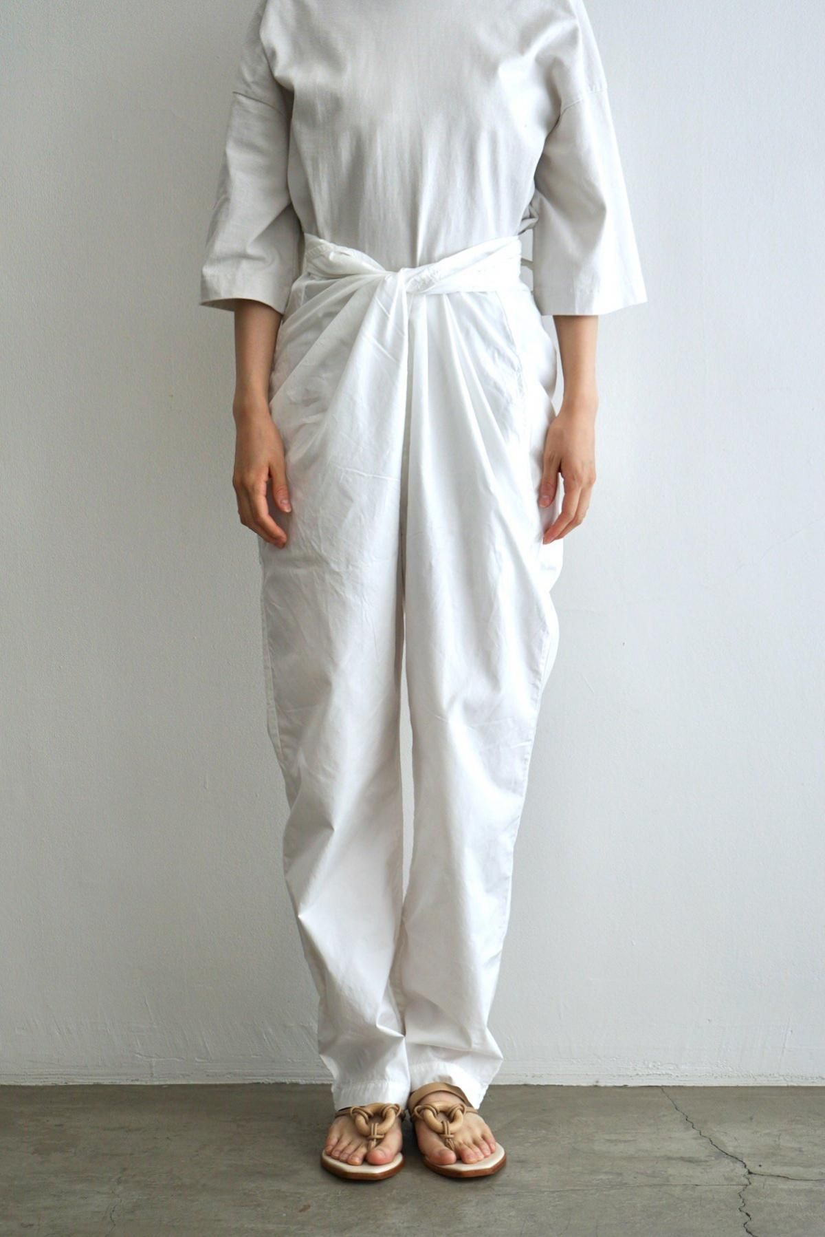 COSMIC WONDER / Suvin cotton broadcloth wrapped pants  /  White