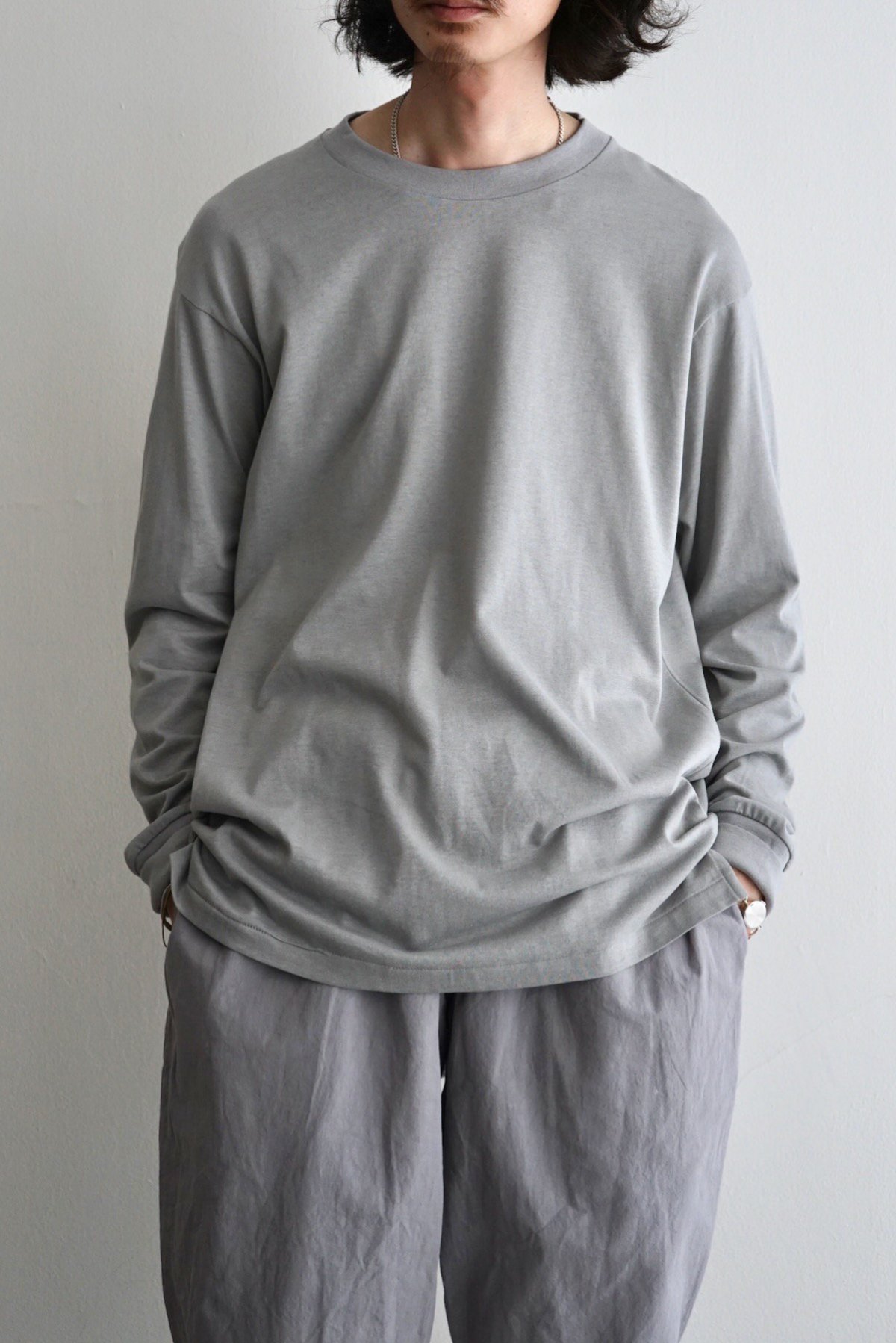 COSMIC WONDER / Cotton cashmere long sleeve t-shirt / Grey