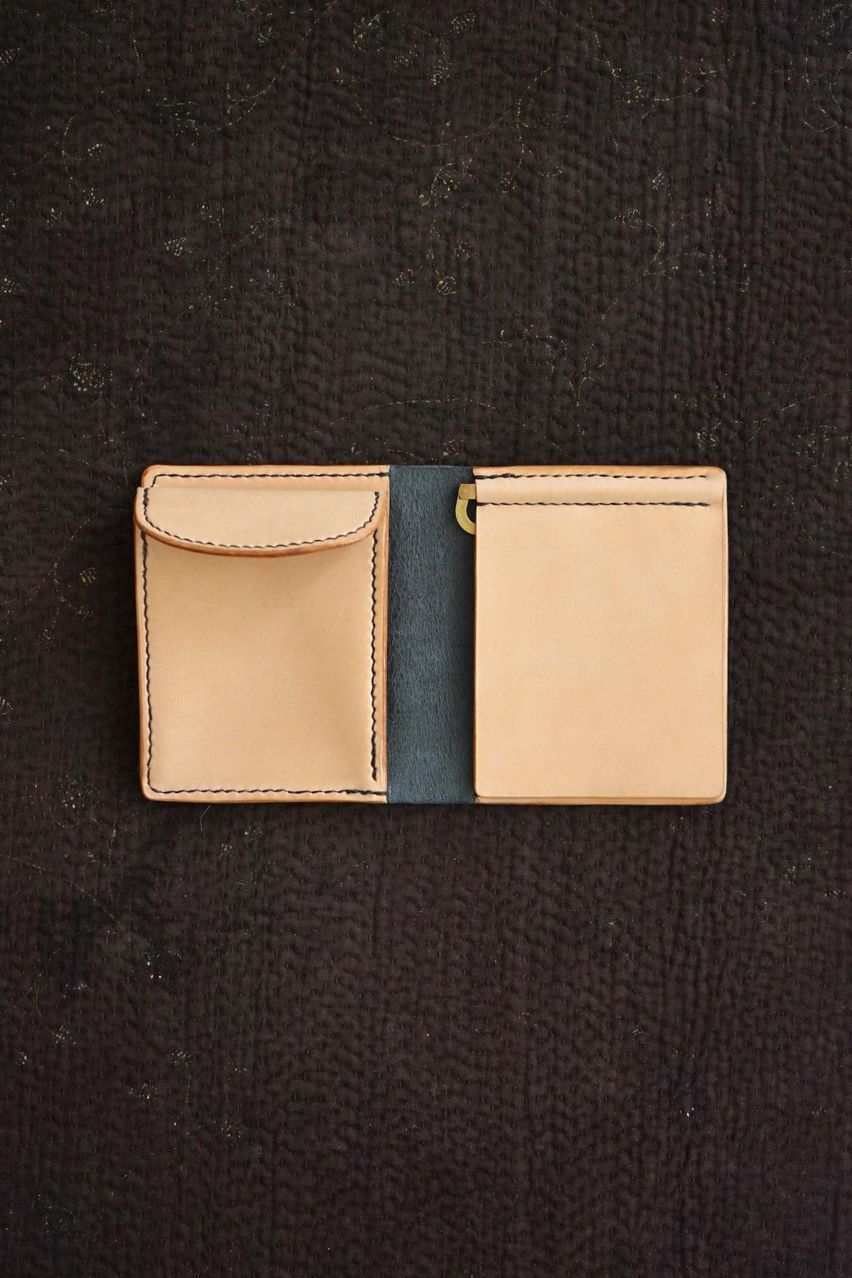 h&craft.  / Money Clip Wallet with Coin Case / Cordovan + Natural Leather